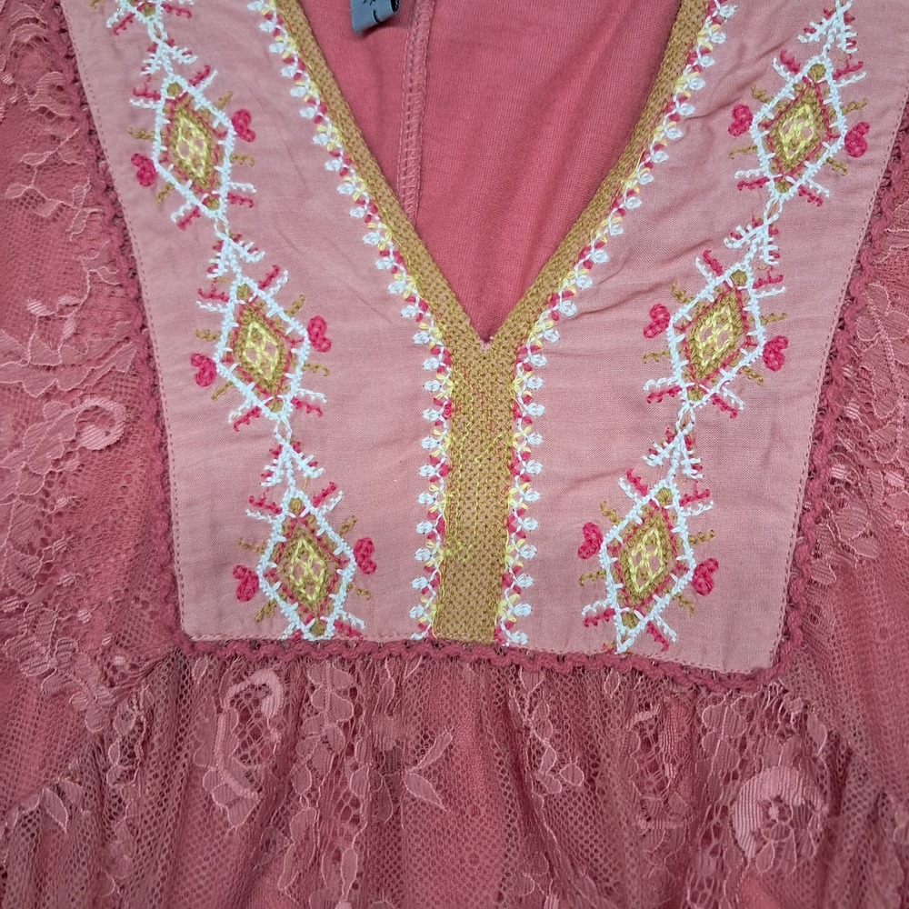 Anthropologie Blank London Top Women's XS Pink Lace Embroidered Romantic Boho - Picture 4 of 11